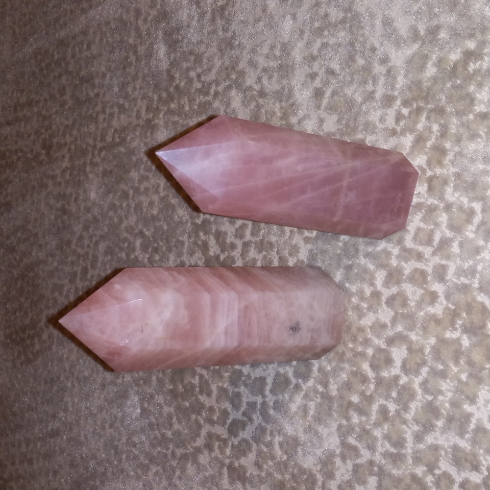 Bohemian Genuine Rose Quartz Crystal Tower set of 2🔮